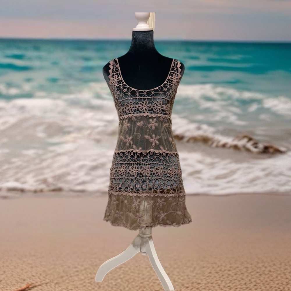 Elegant soft sheer crocheted /  Lace Beach Cover-Up